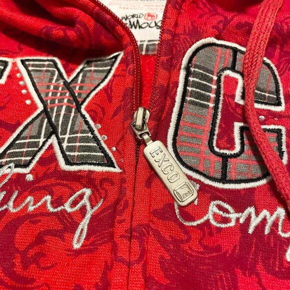 Exco Y2K Boys Size Medium Zip Up Hoodie Sweater Red - Picture 8 of 16